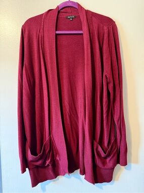 Pink Clover Open-Front Cardigan in Deep Plum